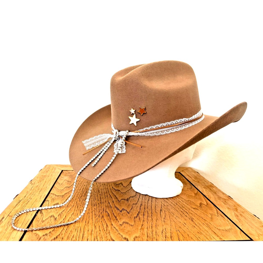 Gone Country Cowboy Hat Medium Brown Chute Brick Crown Western Rodeo Luxury